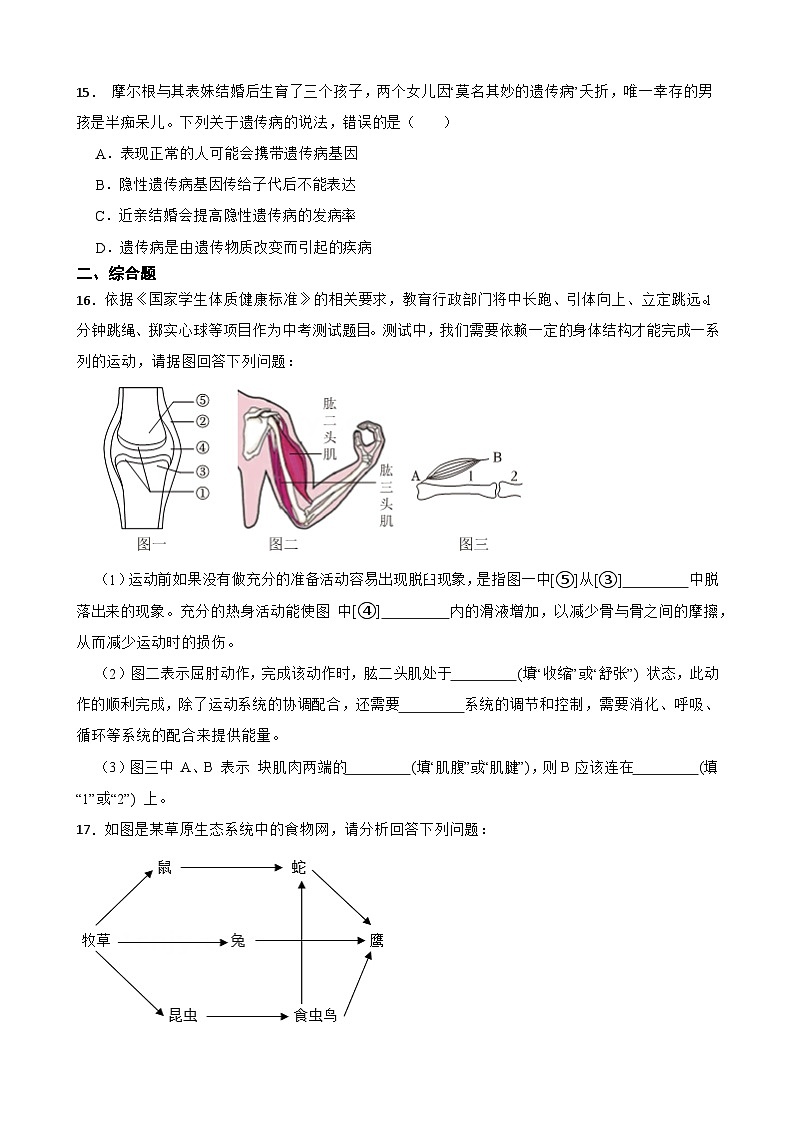 广西崇左市扶绥县2023-2024学年八年级上学期期末考试生物试题+03