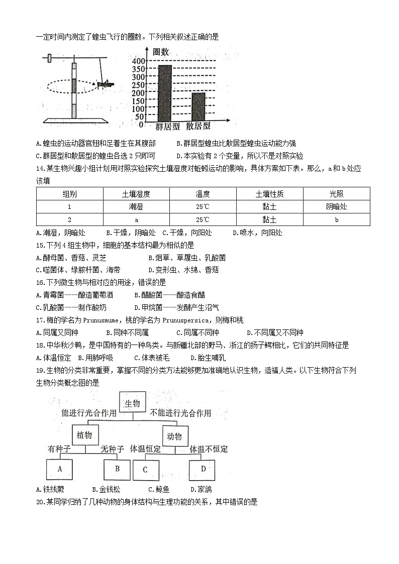 陕西省渭南市临渭区2023-2024学年七年级下学期期末教学质量调研生物试卷第3页