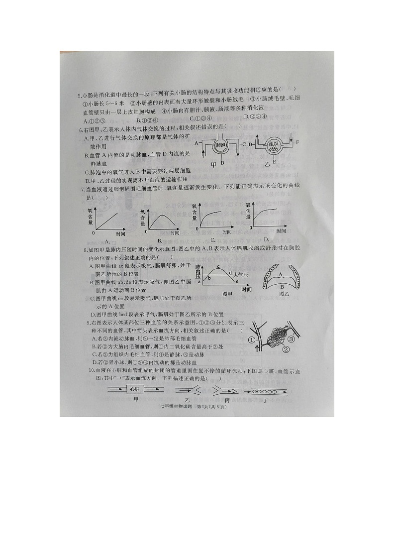 山东省济宁市曲阜市2023-2024学年七年级下学期期末生物试题02