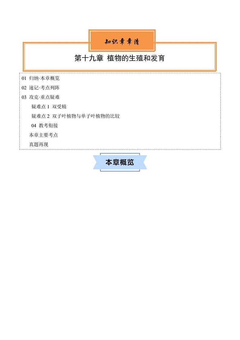 第十九章 植物的生殖与发育【速记清单】（原卷版+解析版）2023-2024学年八年级生物上册单元速记·巧练（苏科版）01