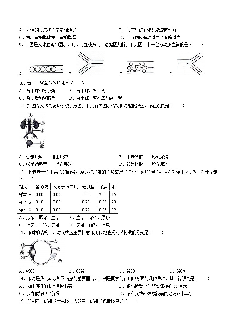 陕西省安康市2023-2024学年七年级下学期7月期末生物试题(无答案)第2页