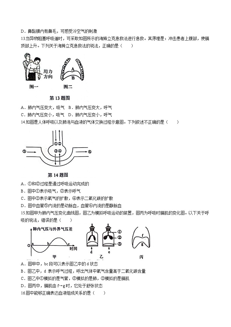 山东省临沂市莒南县2023-2024学年七年级下学期7月期末生物试题第3页