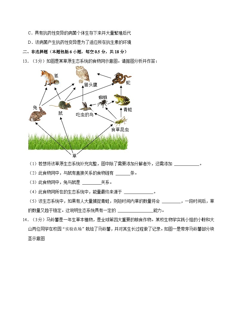 2024年辽宁省鞍山市中考生物二模试卷03