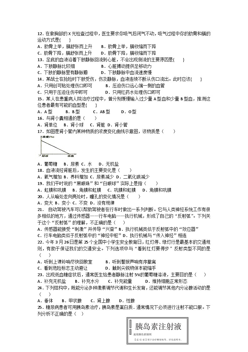 2023-2024学年人教版生物学七年级下册期末复习训练题（含答案）第2页