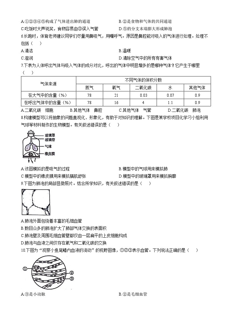 山东省聊城市高唐县2023-2024学年七年级下学期期末考试生物试题(无答案)02