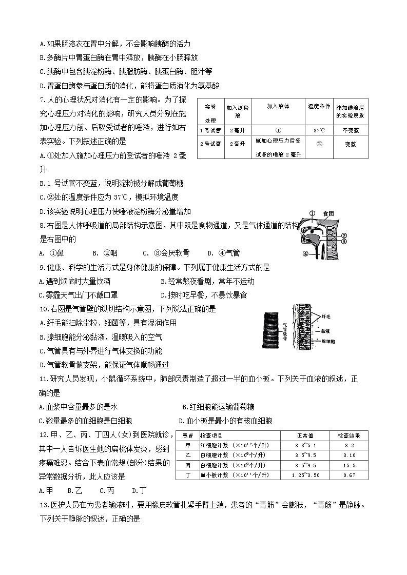 陕西省商洛市商南县2023-2024学年七年级下学期7月期末考试生物试题第3页