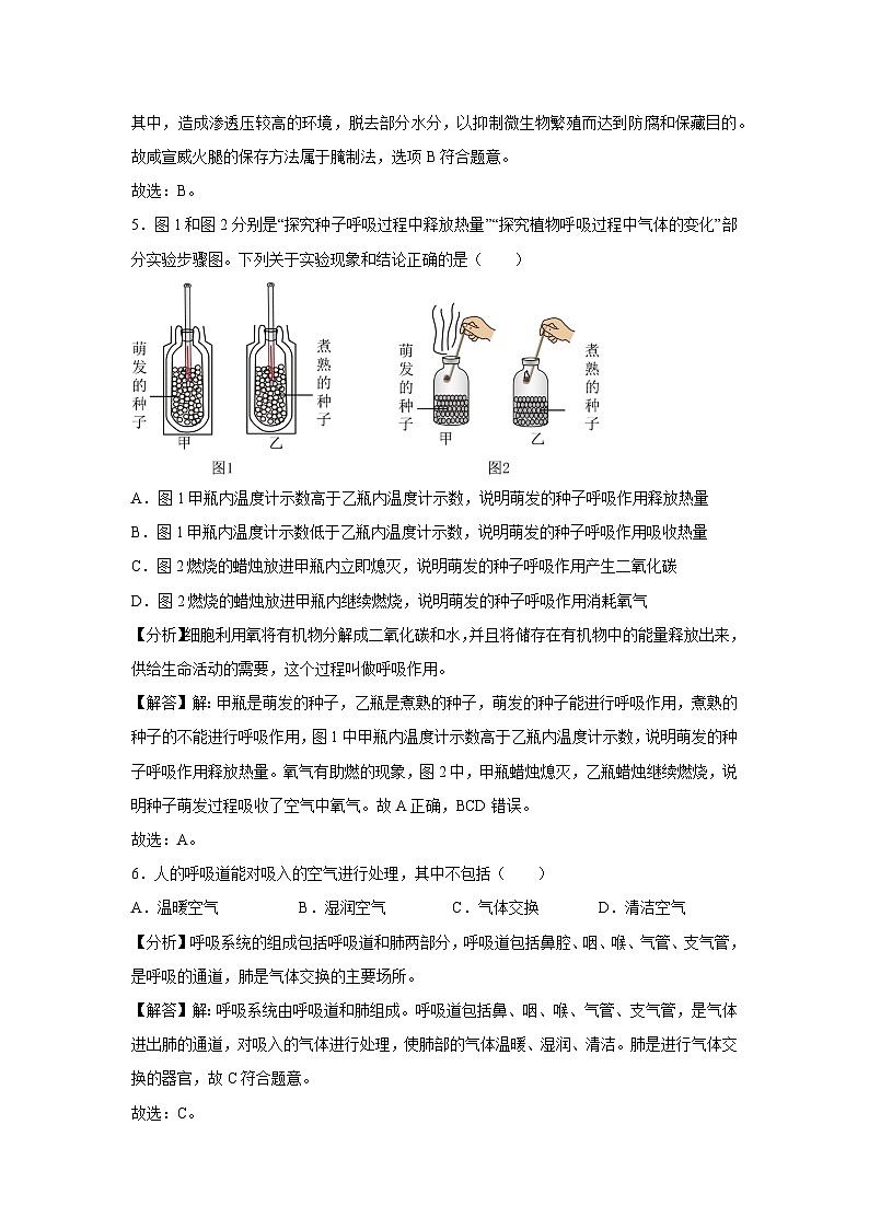 [生物]2024年中考生物临考定心模拟卷一(吉林省卷)(解析卷)第3页
