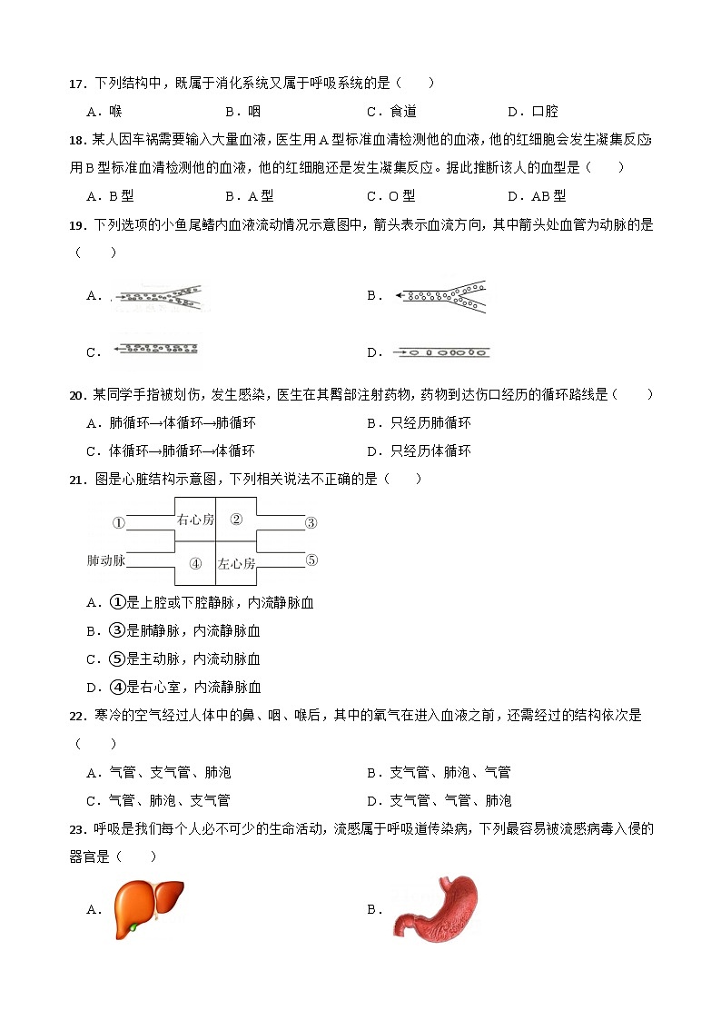 广西来宾市2023-2024学年七年级下学期期中考试生物试题第3页