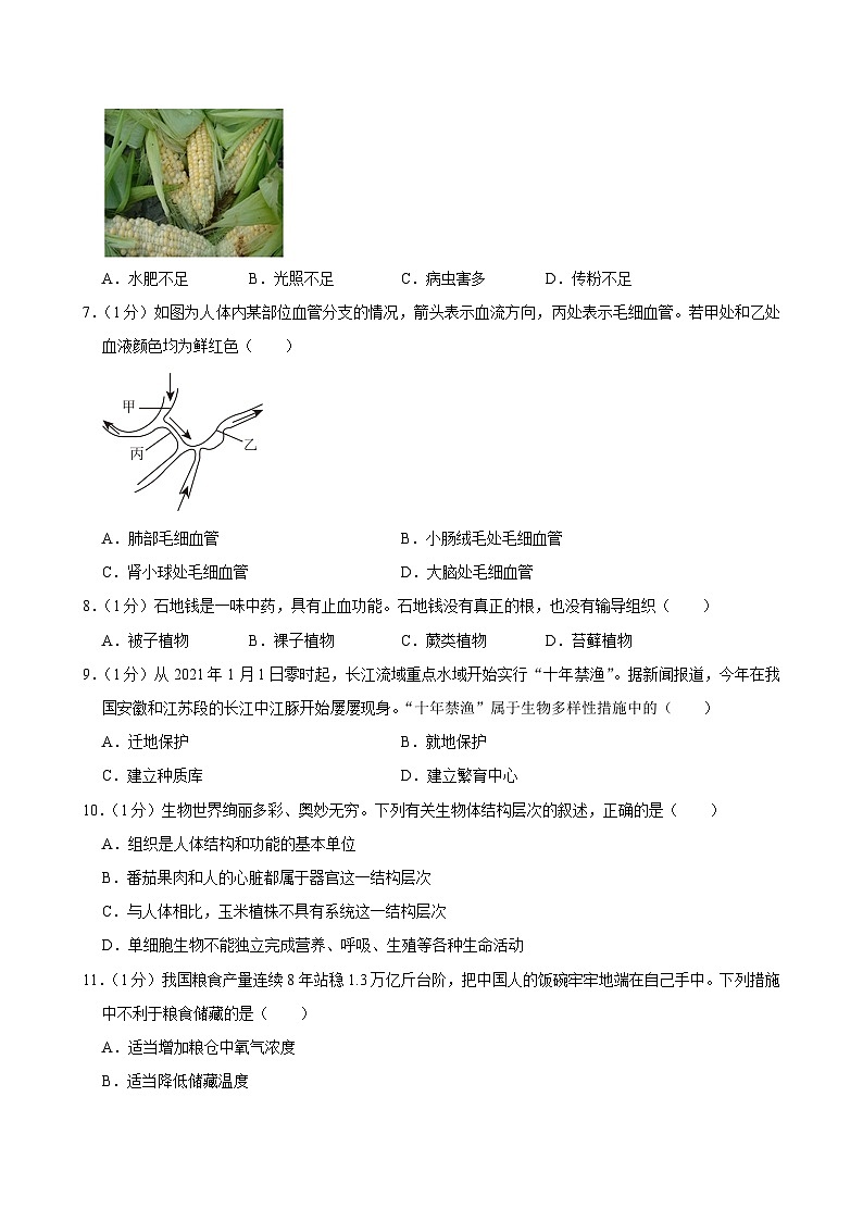 2024年辽宁省盘锦市第一完全中学中考二模生物试卷02