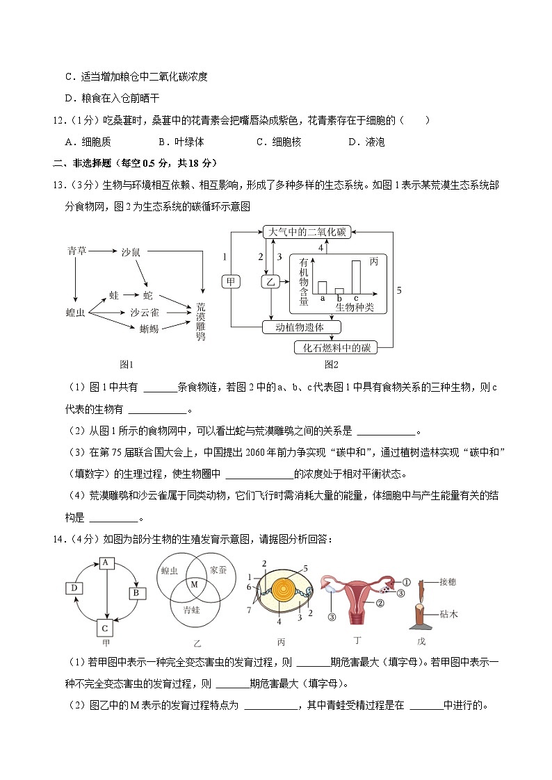 2024年辽宁省盘锦市第一完全中学中考二模生物试卷03