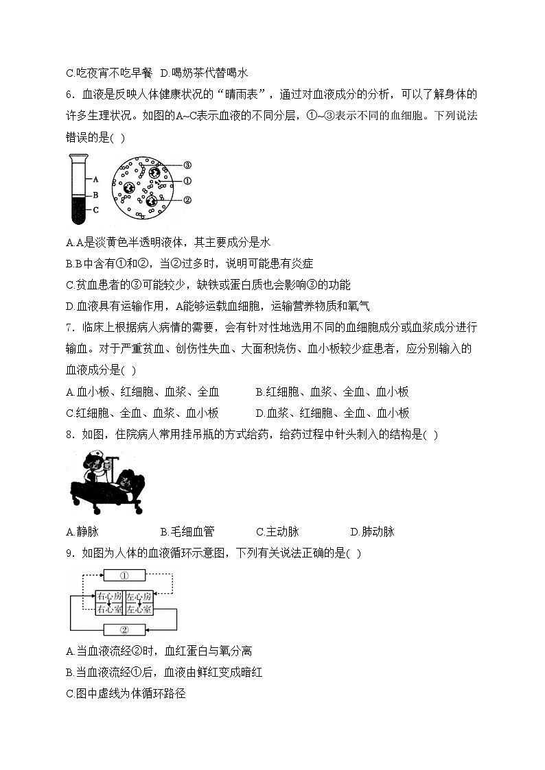 安徽省淮南市谢家集区等3地2023-2024学年七年级下学期6月期末考试生物试卷(含答案)第2页