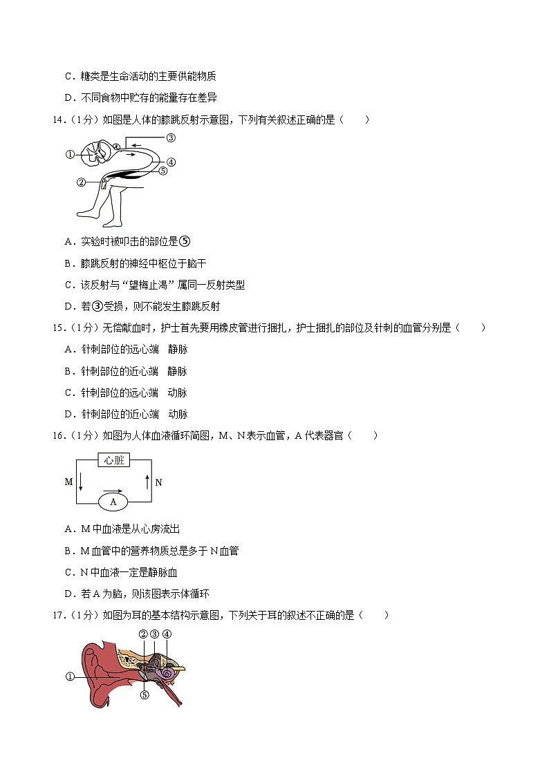 吉林省长春市朝阳区2023-2024学年七年级下学期期末生物试卷第3页