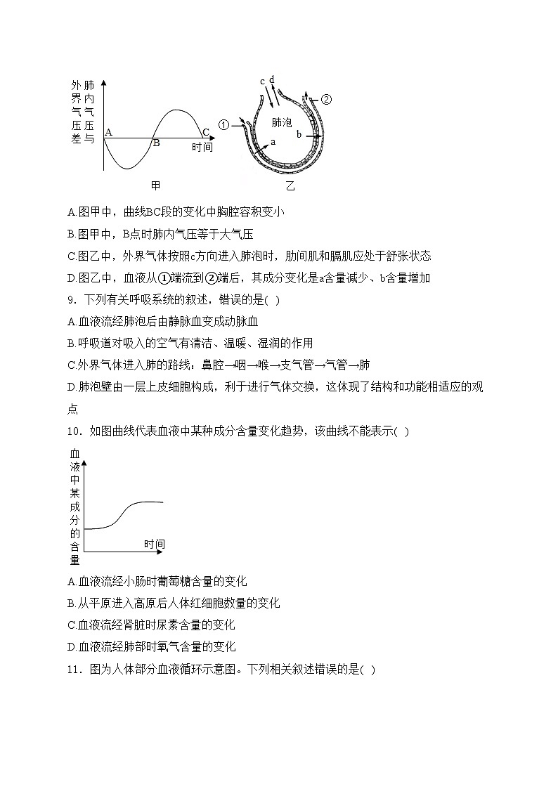 湖南省怀化市2022-2023学年七年级下学期期末生物试卷(含答案)第3页