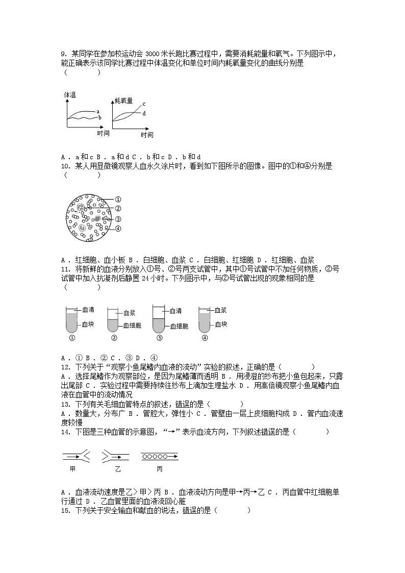 [生物]河北省保定市高碑店市2023-2024学年七年级下学期5月月考试题02