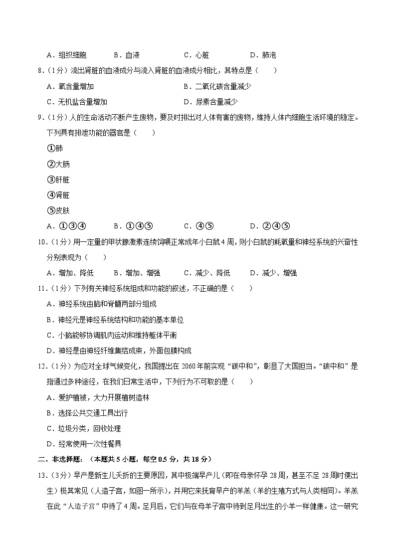 辽宁省沈阳市沈河区2023-2024学年七年级下学期期末生物试卷第2页