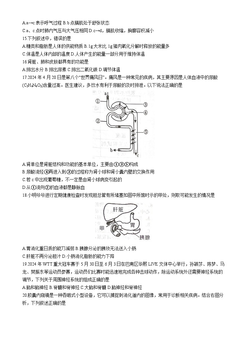广东省肇庆市封开县2023-2024学年七年级下学期7月期末生物试题03