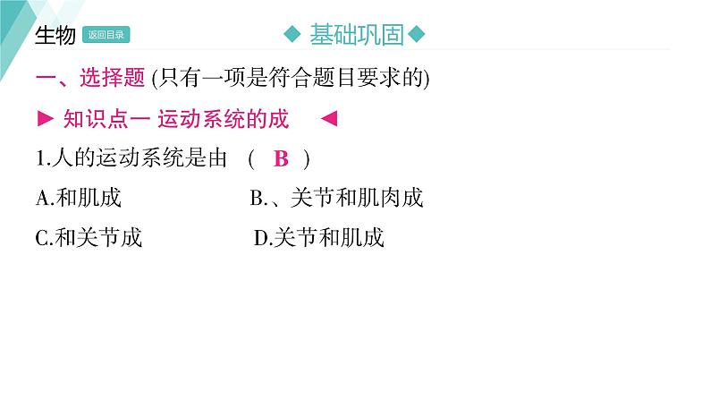 5.2.1  动物的运动习题课件2024年初中秋季人教版生物八年级上册第8页