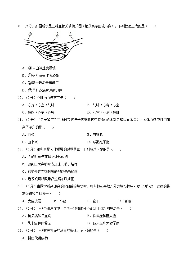 2023-2024学年广西南宁市天桃实验学校教育集团七年级（下）期末生物试卷02