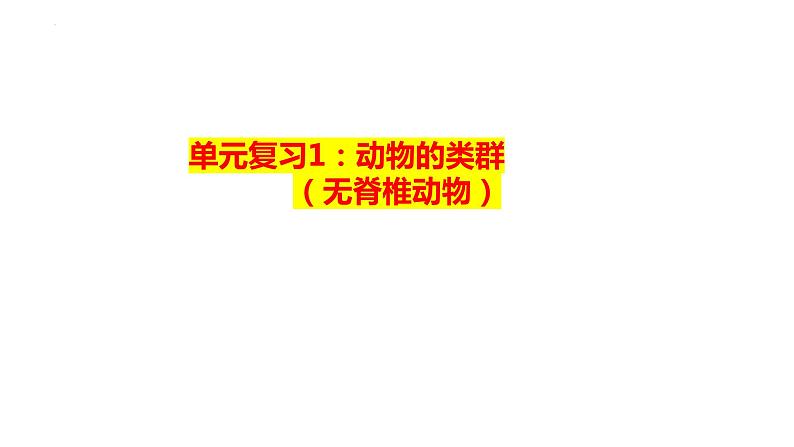 2.2.1无脊椎动物的主要类群复习课件 2024年初中秋季济南版生物七年级上册01