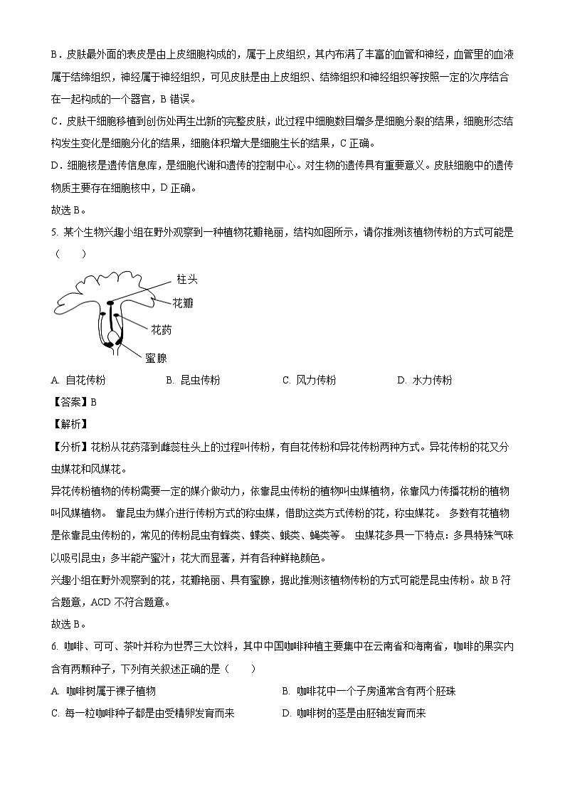 2024年海南省文昌市部分学校八年级中考模拟预测生物试题（二）（解析版）第3页