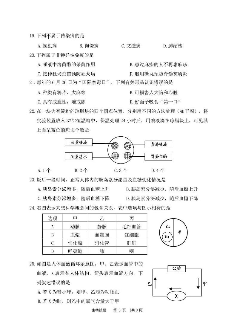 福建省泉州市鲤城区四校2023-2024学年七年级下学期期末联考生物试题03