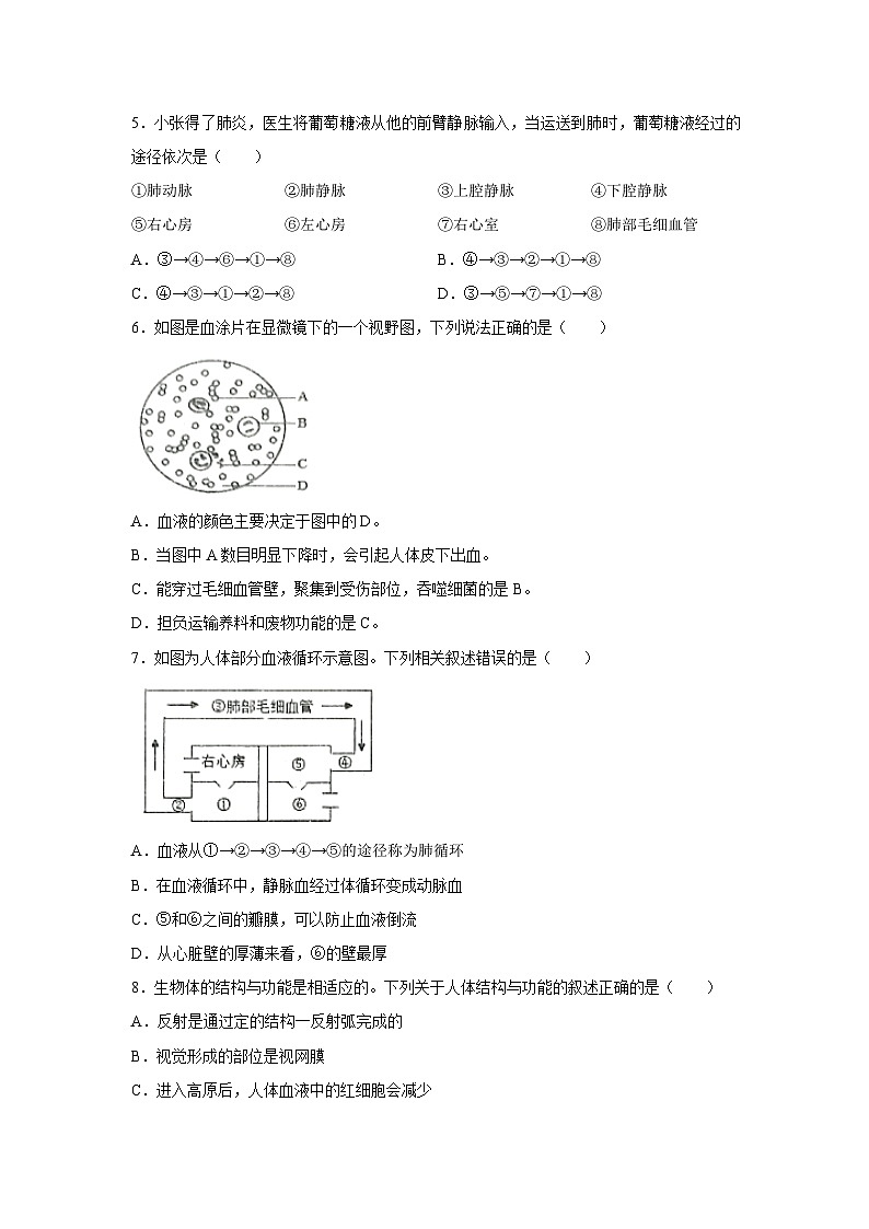 [生物][期末]四川省达州市开江县2023-2024学年七年级下学期期末教学质量测试试题02