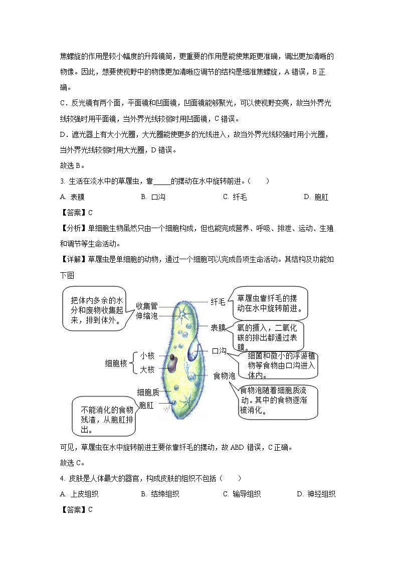 [生物]2024年黑龙江省龙东地区中考真题(解析版)02