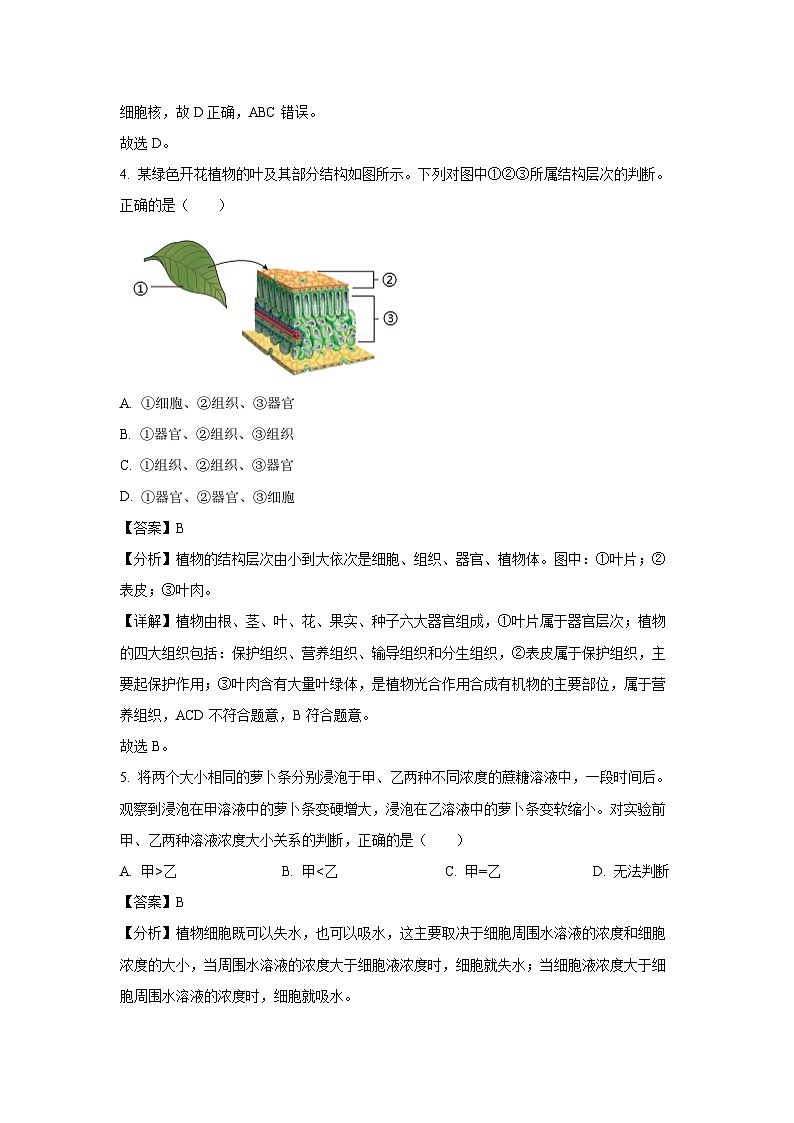 [生物]2024年四川省成都市中考真题试题(解析版)03