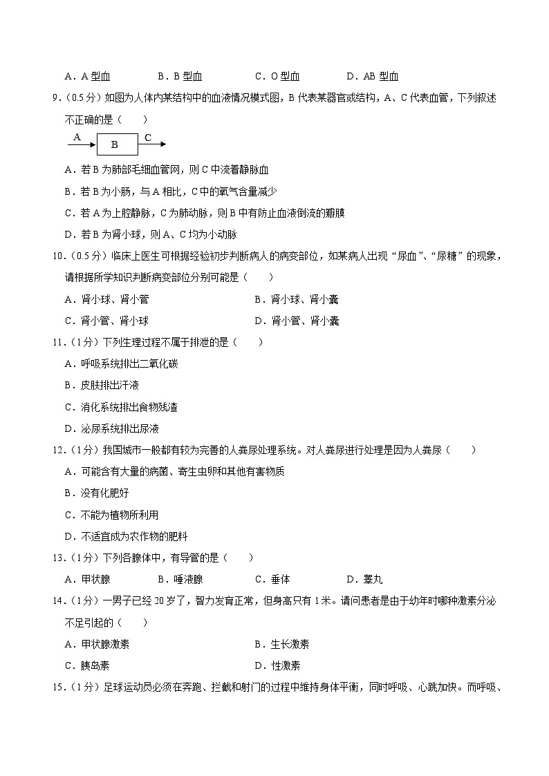 甘肃省兰州市榆中县2023-2024学年七年级下学期期末生物试卷第2页