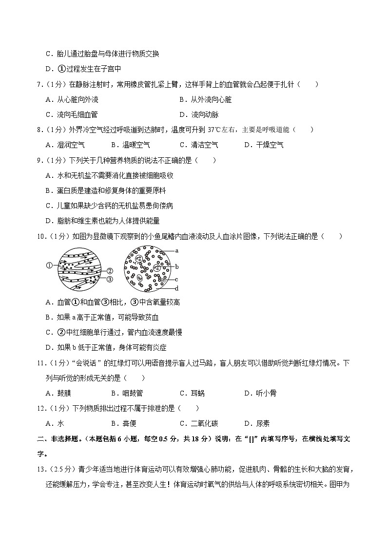 辽宁省大连市中山区2023-2024学年七年级下学期期末生物试卷第2页
