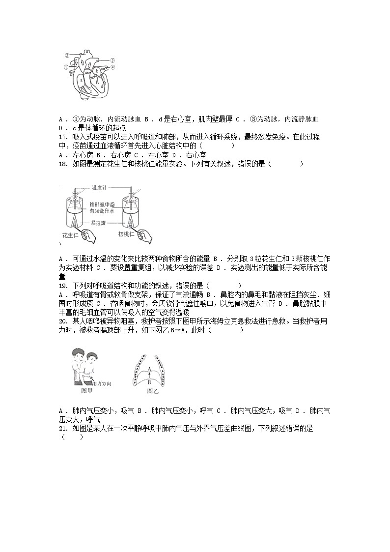 [生物][期中]广东省揭阳市揭东区2023-2024学年七年级下学期生物期中试卷03