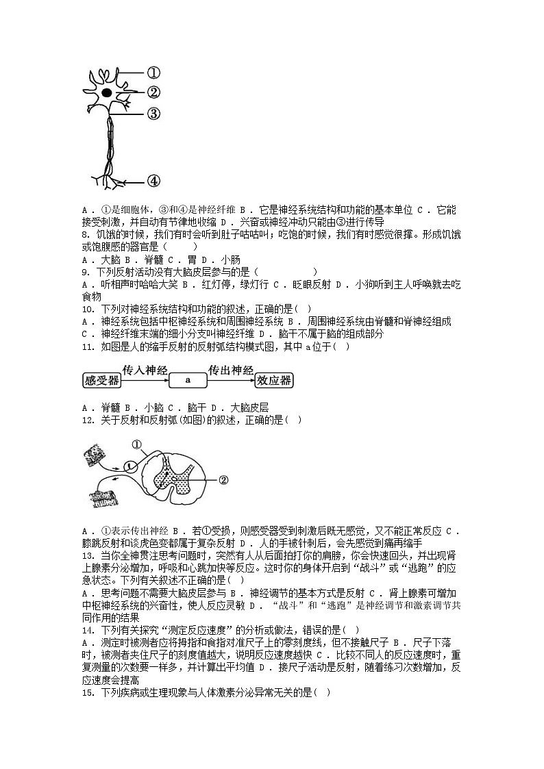 [生物]贵州省黔东南州从江县停洞镇中学2023-2024学年七年级下学期生物6月质量监测试卷02