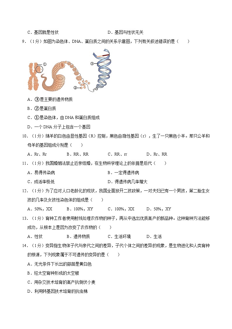 2023-2024学年黑龙江省哈尔滨市平房区七年级（下）期末生物试卷第2页