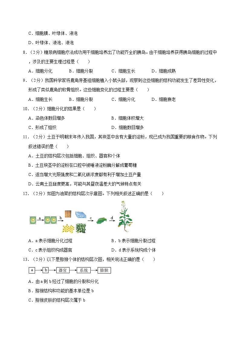 2023-2024学年江苏省宿迁市七年级（下）期末生物模拟试卷03