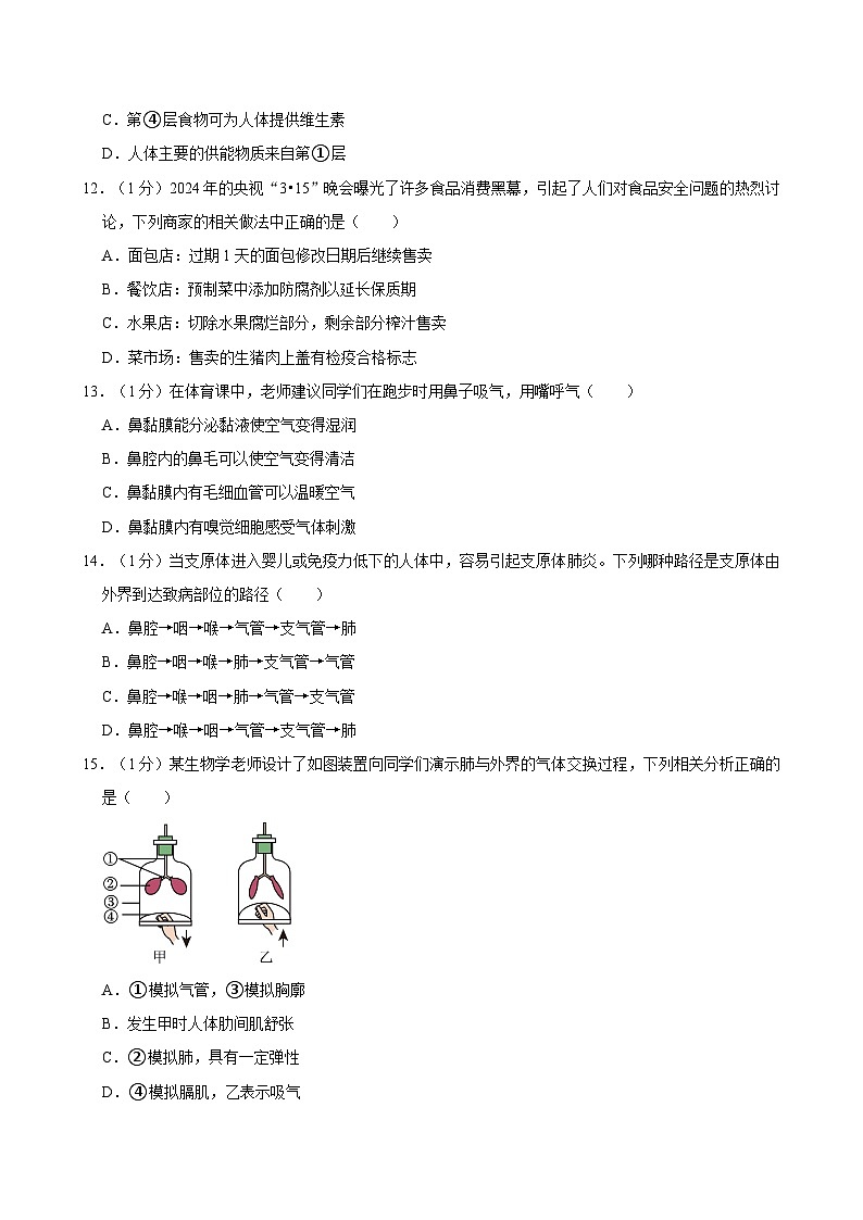 2023-2024学年广东省深圳市盐田外国语学校七年级（下）期末生物试卷03
