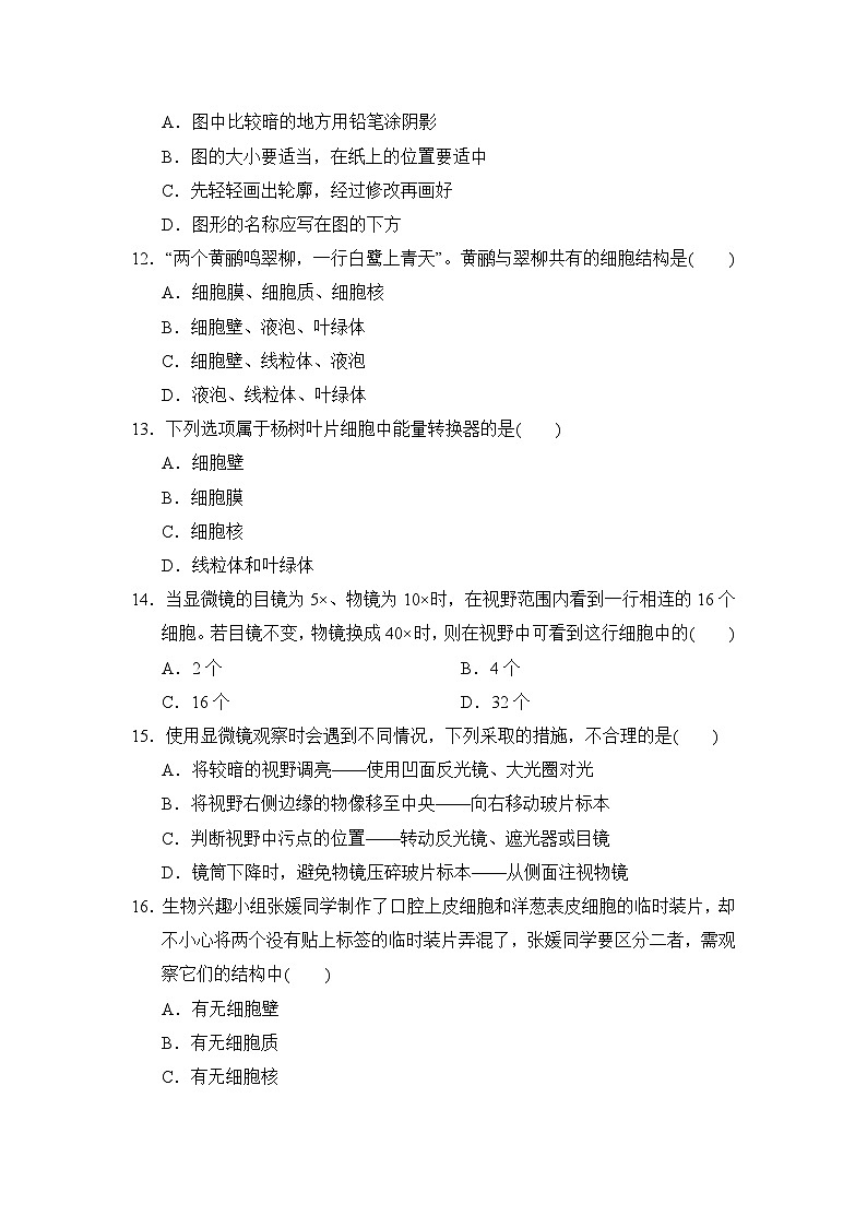 2024--2025学年人教版生物七年级上册 第1单元第一、二章学情评估（含答案）03