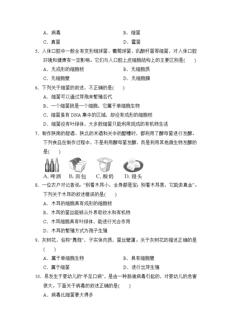 2024--2025学年人教版生物七年级上册 第2单元第三、四章学情评估（含答案）第2页