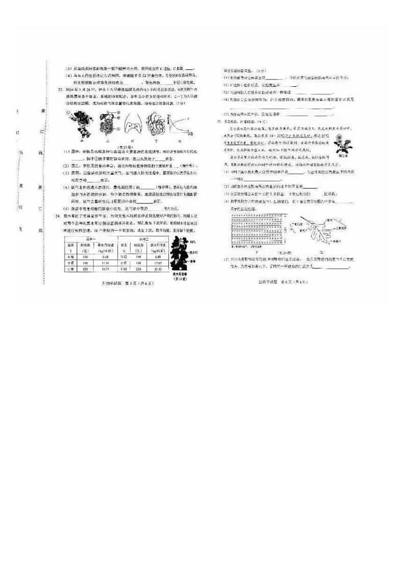 2024年吉林省中考生物试题+答案第3页