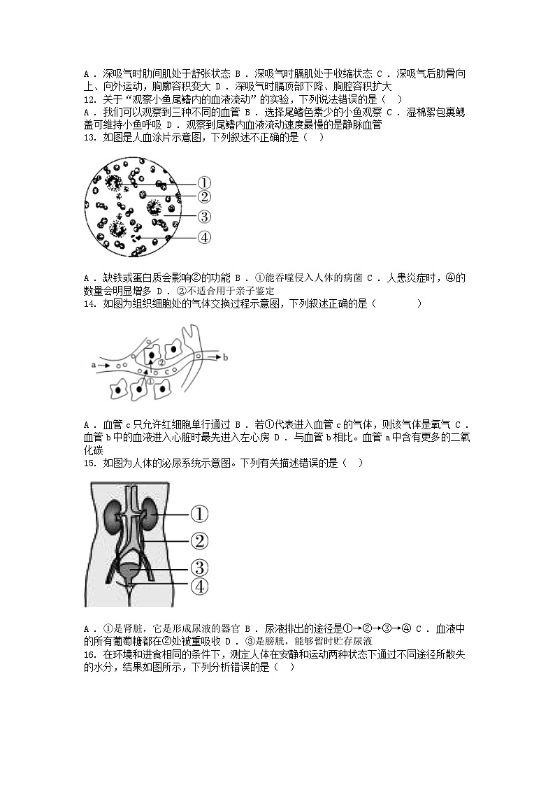 [生物][期末]四川省广元市朝天区2023-2024学年七年级下学期生物期末试卷第3页