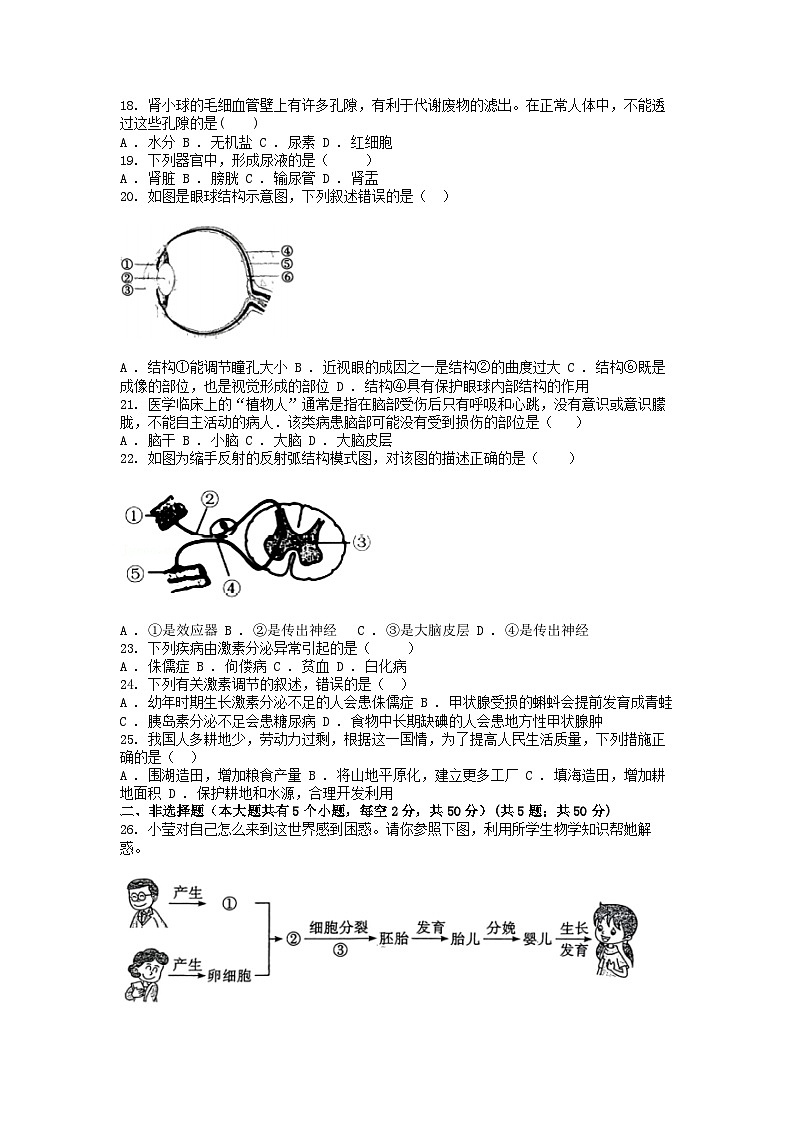 [生物][期末]湖南省邵阳市新宁县2023-2024学年七年级下学期生物7月期末试卷第3页