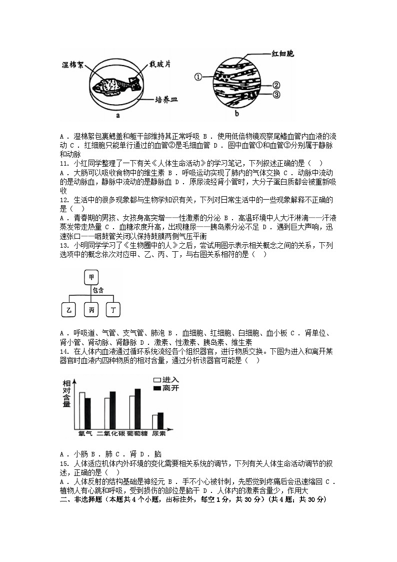 [生物][期末]湖北省孝感市安陆市2023-2024学年七年级下学期生物期末质量检测试卷第2页