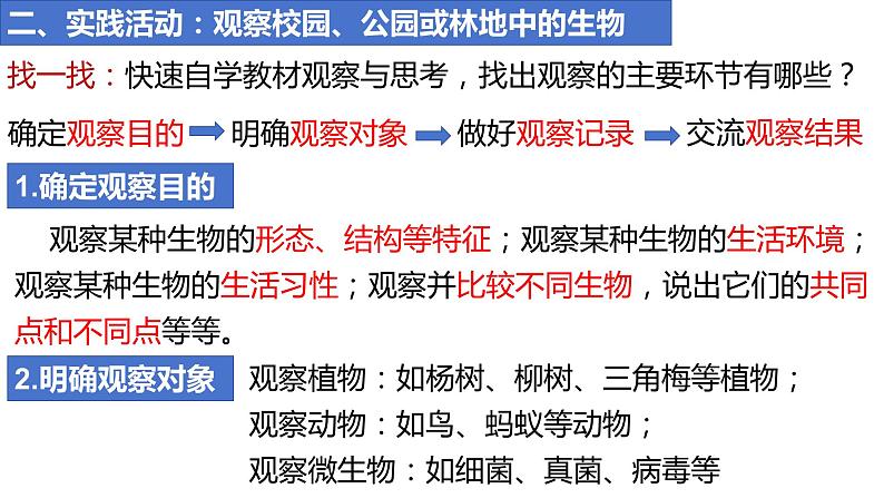 人教版生物七年级上册 1.1.1 观察周边环境中的生物 同步课件06