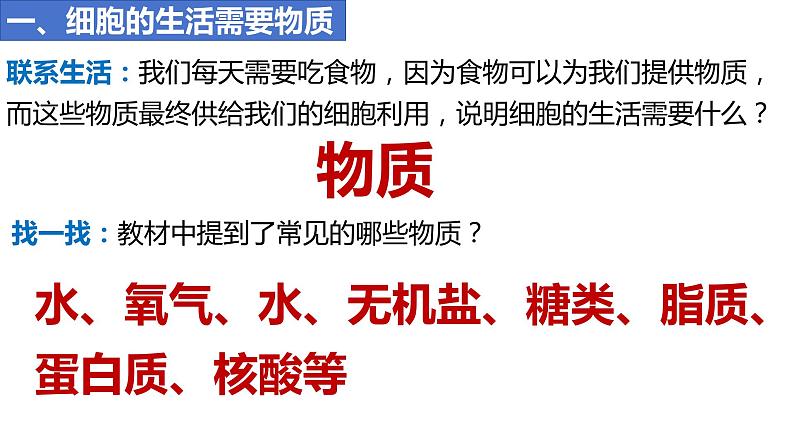 人教版生物七年级上册 1.2.4 细胞的生活 同步课件03