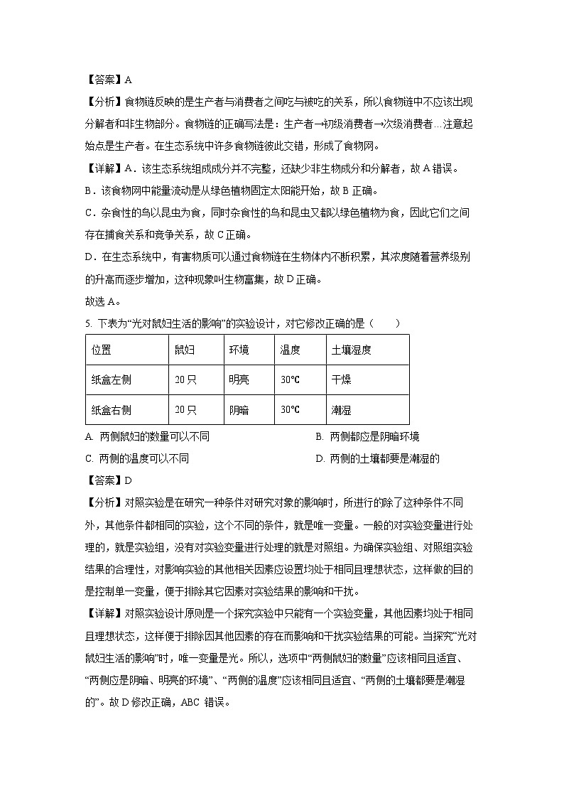 [生物]2024年江苏省宿迁市八年级初中毕业暨升学模拟考试试题(解析版)第3页