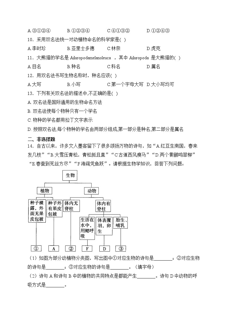 2.4.2 从种到界——人教版（2024）七年级生物上册同步课时作业03