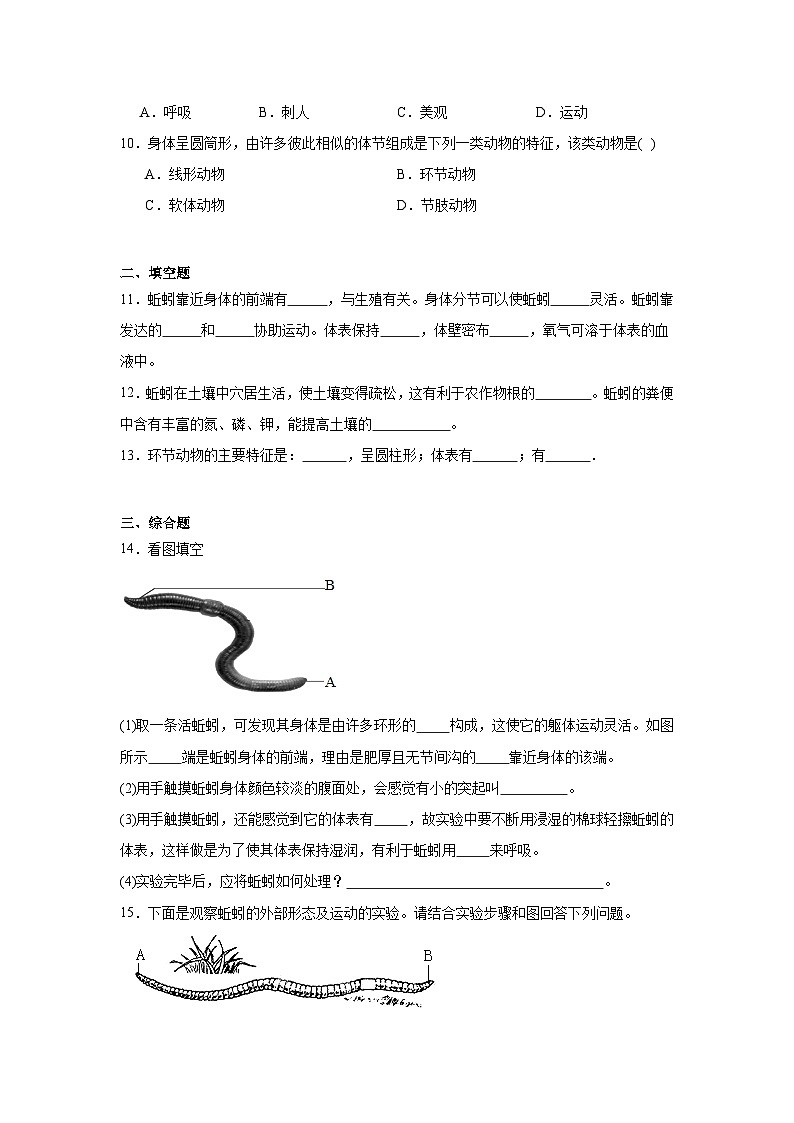 【核心素养】人教版初中生物八年级上册5.1.2《线形动物和环节动物》课件＋课时练习＋教案（含教学反思）02