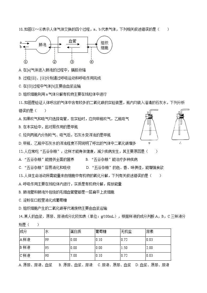 2023-2024学年江西省上饶市广信区七年级（下）期末生物学试卷（含解析）第3页