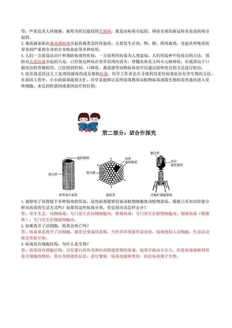 5.5 病毒（导学案）（含答案） 2023-2004八年级生物上册同步讲义（人教版）02