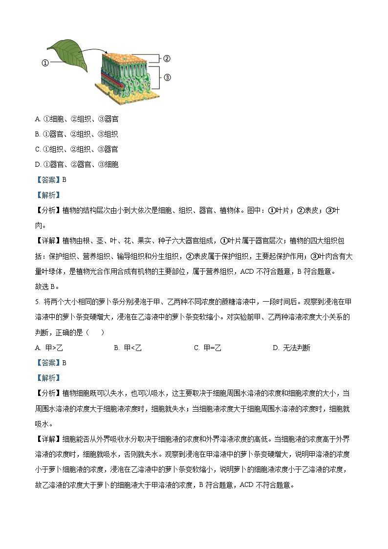 2024年四川省成都市中考真题生物试题03