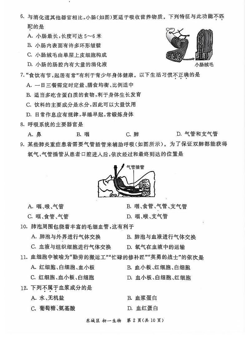 北京市东城区2023-2024学年七年级下学期期末生物试卷02